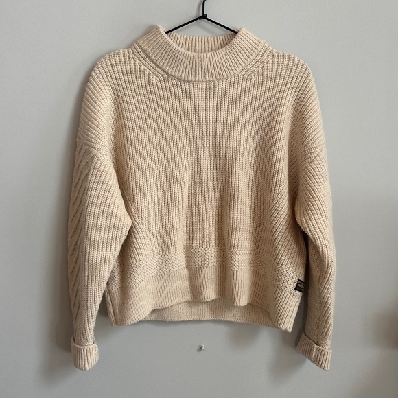 G-Star Raw Weet R Knit Wool Blend Sweater in Cream - Picture 2 of 9